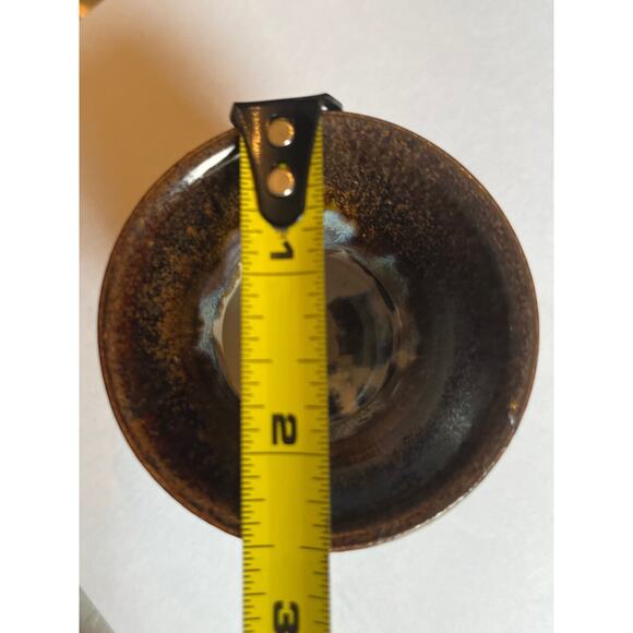 Vtg Studio Art Mini Vase Pottery Drip Glaze Embossed Forms Beige Brown Unsigned - Picture 7 of 8